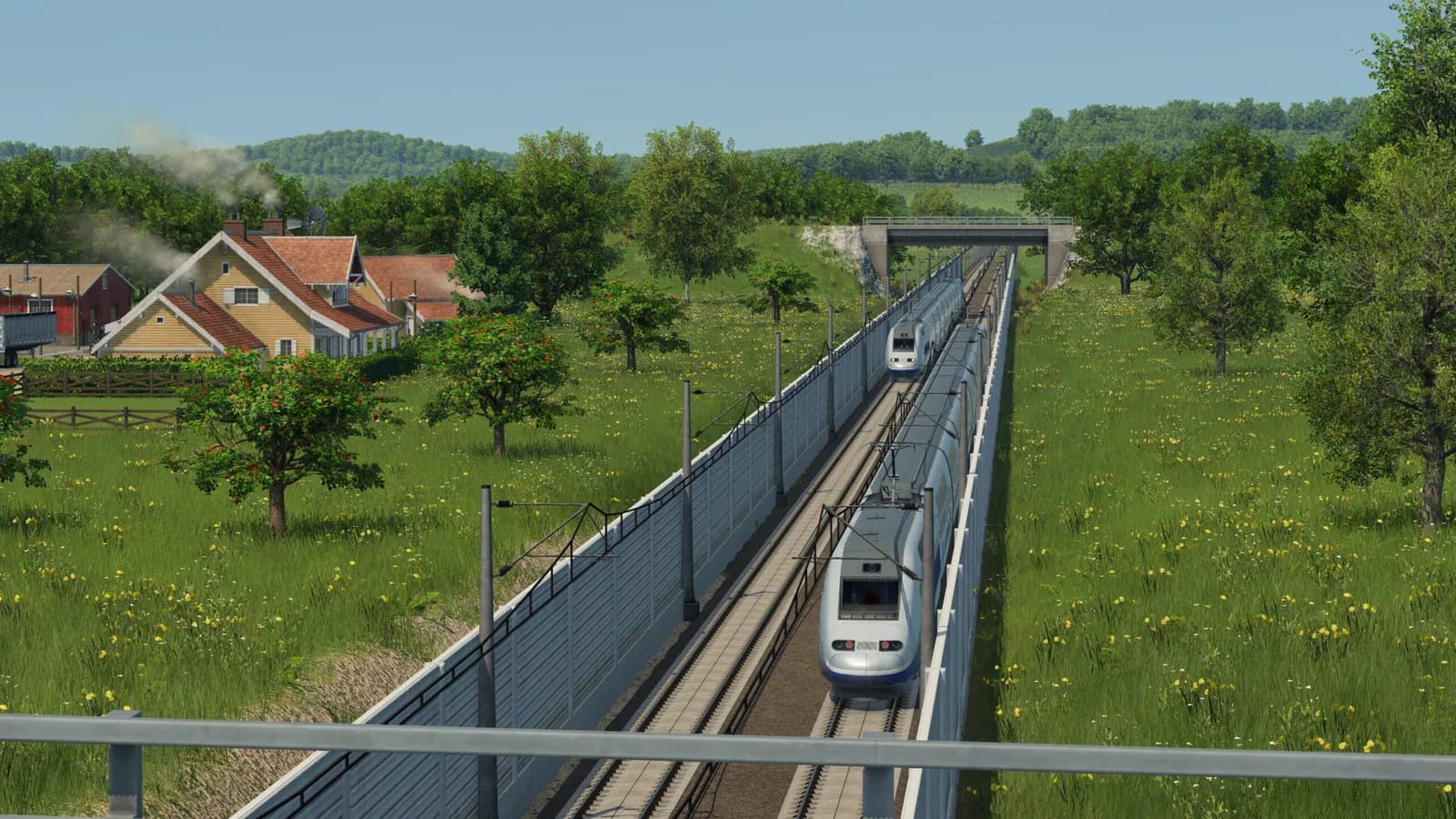 Comboio de alta velocidade entre campos
